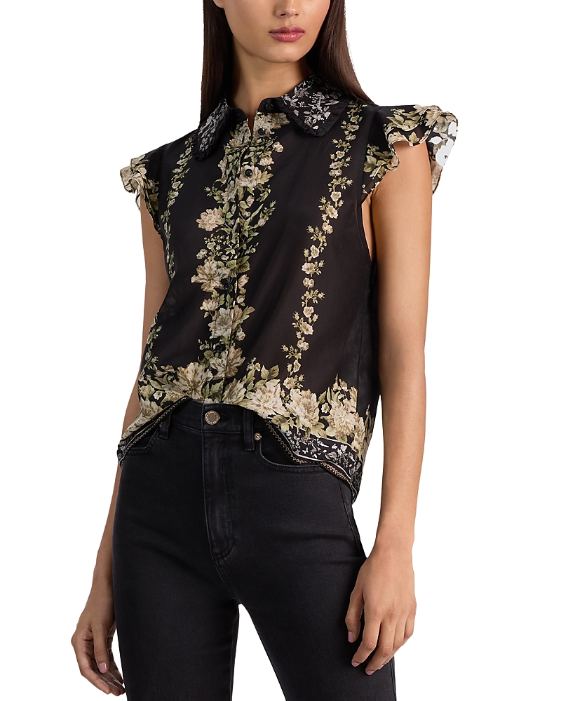Alice and Olivia Martel Flutter Sleeve Top