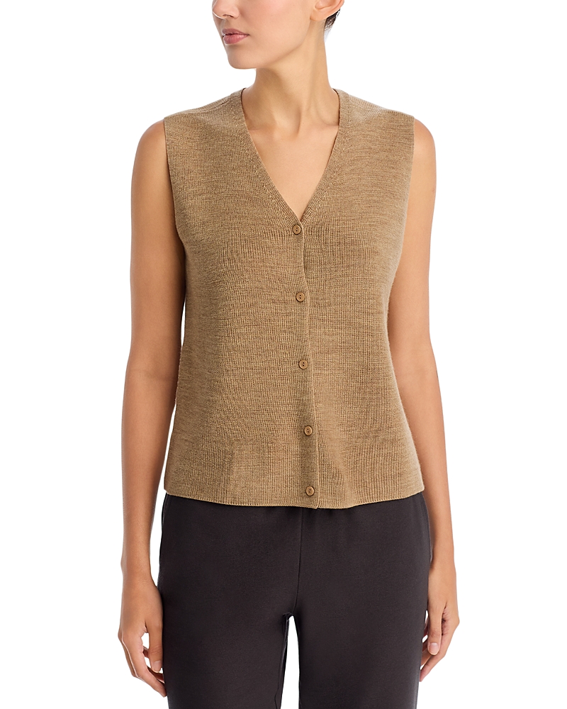 Eileen Fisher Wool Vest In Brown