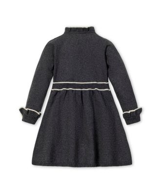 Girls' Organic Long Sleeve Ruffle Trim Sweater Dress - Little Kid, Big Kid
