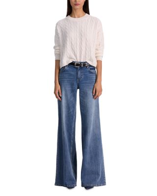 Chic High Rise Wide Leg Jeans in Brooklyn Blue