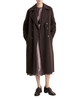 Double Breasted Long Wool-Blend Coat