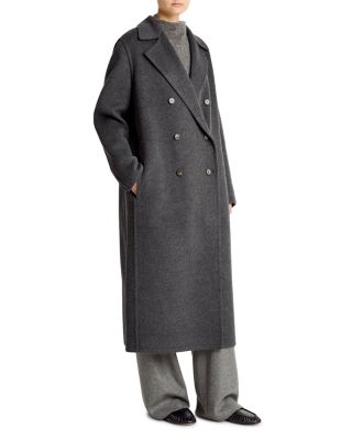 Double Breasted Long Wool-Blend Coat