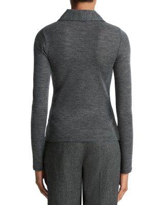 Long Sleeved Multi Button Wool Polo Top  