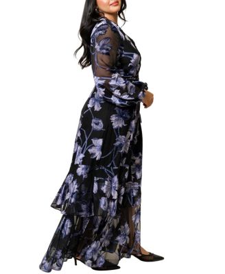 Plus Size Genevieve Long Velvet Wrap Dress