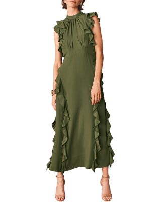 Women's High Neck Ruffle Maxi Dress