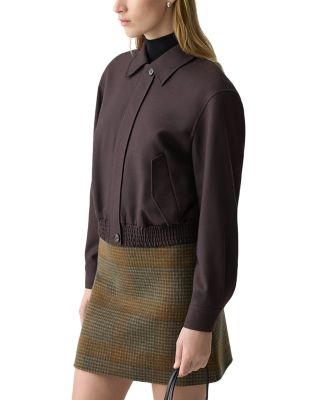 Cropped Track Jacket in Wool-Blend