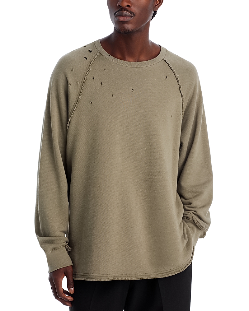 Helmut Lang Distressed Crewneck Sweater In Neutral