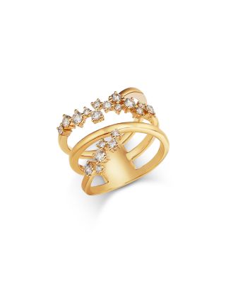 Diamond Scatter Crossover Ring in 14K Yellow Gold, 0.72 tcw