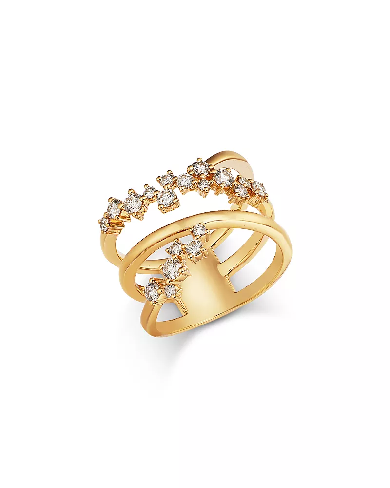 Bloomingdale's Fine Collection Diamond Scatter Crossover Ring in 14K Yellow Gold, 0.72 tcw