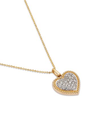 Diamond Pav&eacute; Heart Pendant Necklace in 14K Yellow Gold, 0.53 tcw