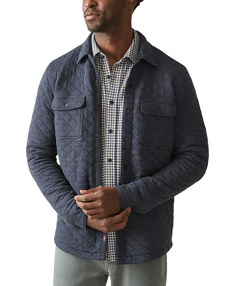 Faherty Epic Cotton Blend Fleece Quilted Jacket In Blue