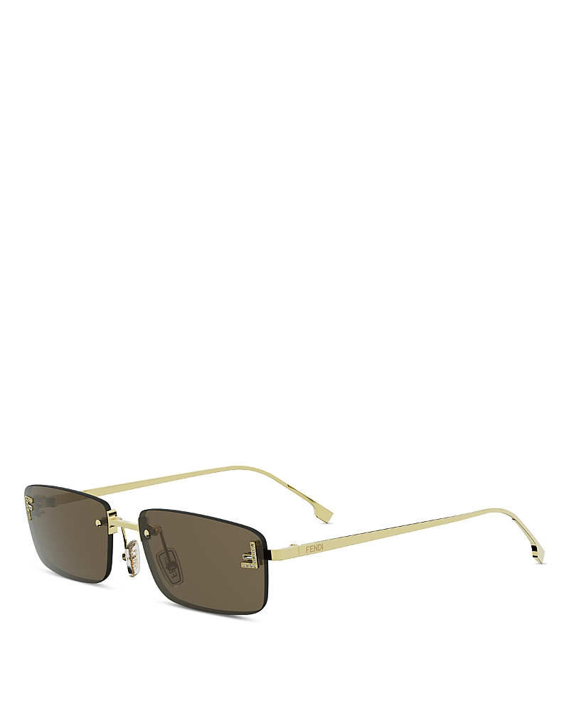Fendi First Crystal 54mm Rimless Rectangular Sunglasses In Gray