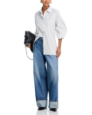 Stripe Cinched Placket Shirt