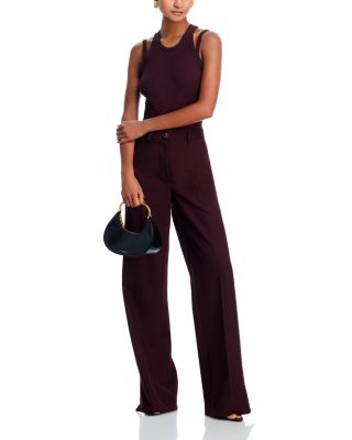 Wool Vented Wide Leg Pants