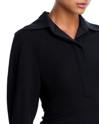 Long Sleeve Polo Collar Midi Dress