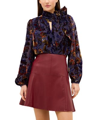 Vivianne Tie Neck Velvet Pattern Top