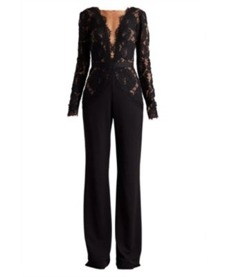 Amaris Plunging Illusion Lace Jumpsuit