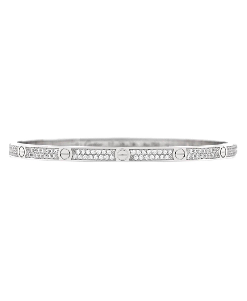 Pre-owned Pre-owned Cartier Cartier Small Love Bracelet 18k White Gold With Pave Diamonds