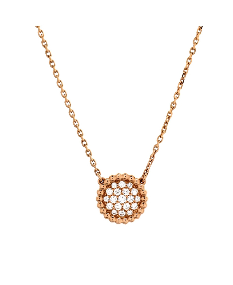 Pre-owned Pre-owned Van Cleef & Arpels Van Cleef & Arpels Perlee Round Pendant Necklace 18k Rose Gold And Diamonds, 18 - 16.25" In Pink