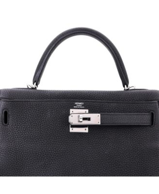  Kelly 28 Handbag Black Togo with Palladium Hardware