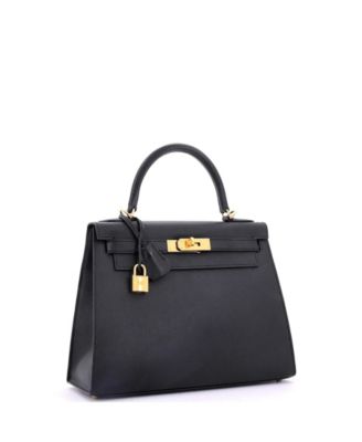 Kelly 28 Handbag Black Epsom with Gold Hardware