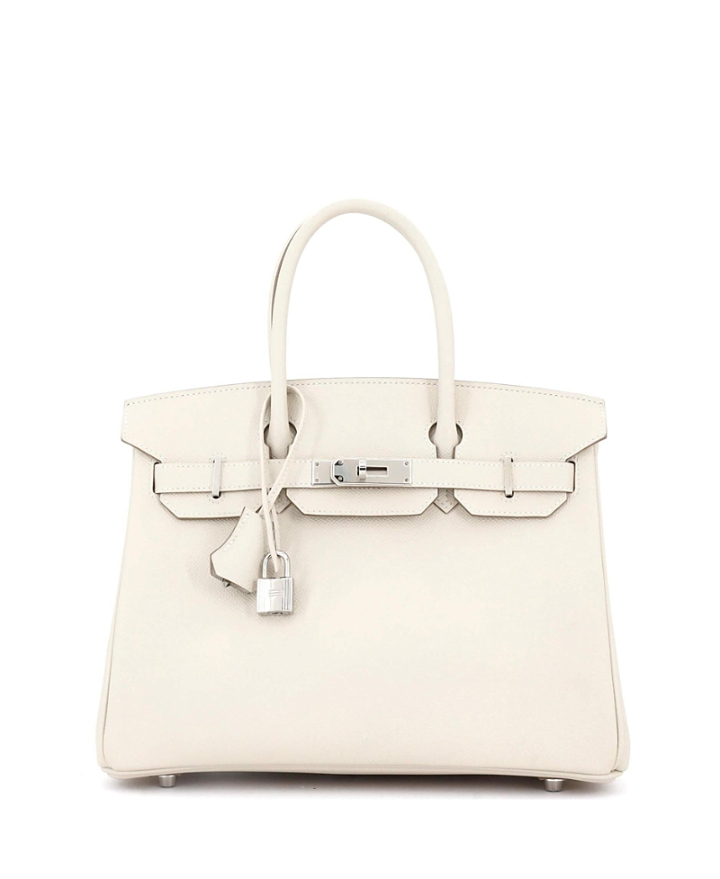 Pre-owned Pre-owned Hermes Hermes Birkin 30 Handbag Light Epsom With Palladium Hardware In White