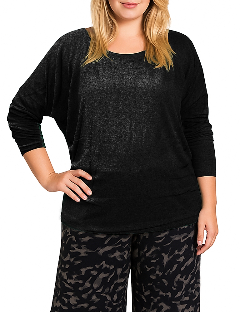 Standards & Practices Batwing Long Sleeve Tunic Top In Black