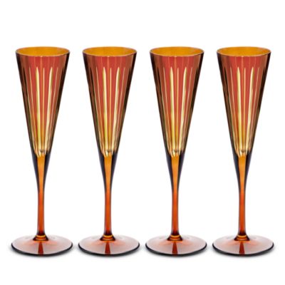 Prism Champagne Flutes, Set of 4, Amber