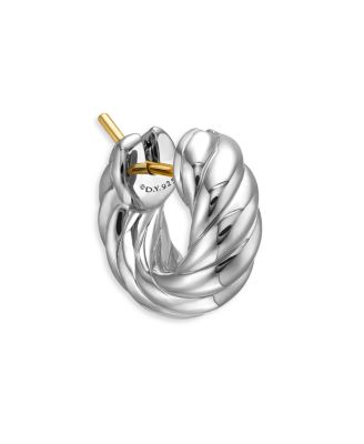 Sculpted Cable Hoop Earrings in Sterling Silver, 14.4mm