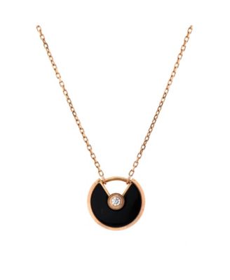 XS Amulette de Cartier Pendant Necklace 18K Rose Gold with Onyx and Diamond, 16 - 14.75"
