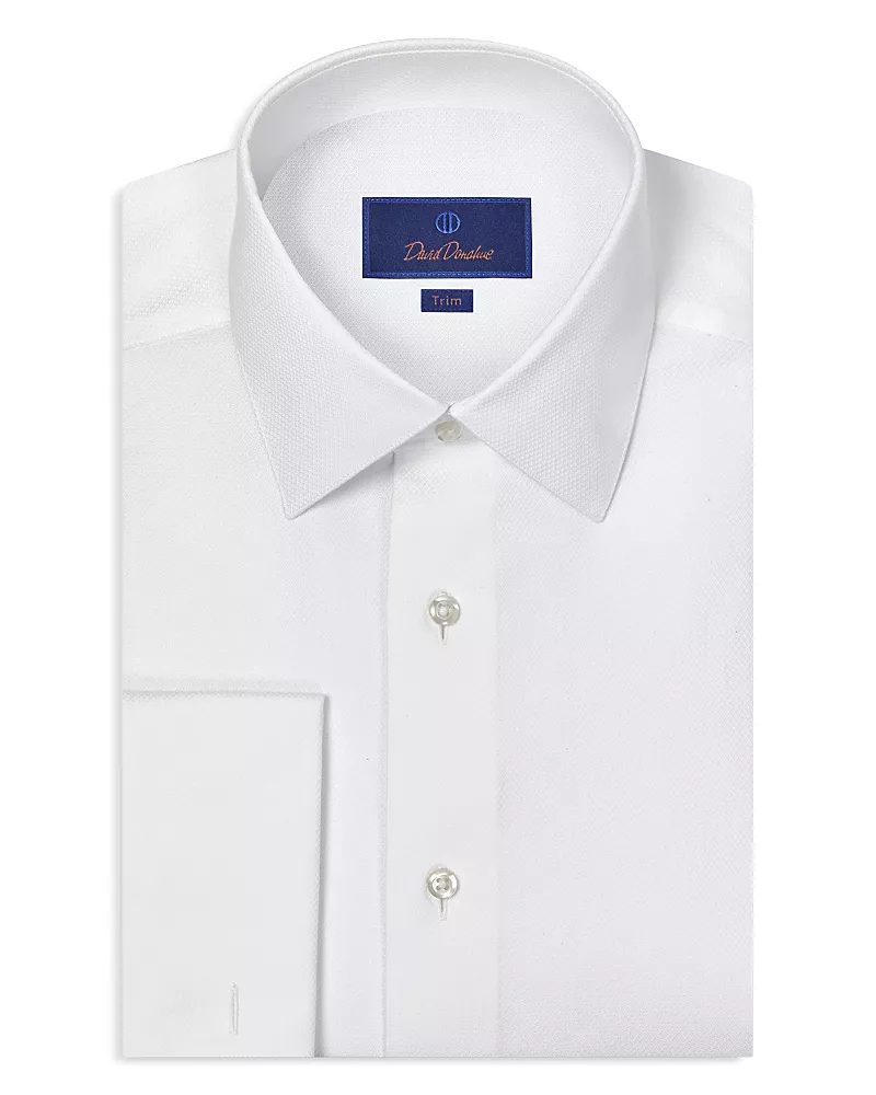 David Donahue Slim Fit Dobby French Cuff Formal Shirt