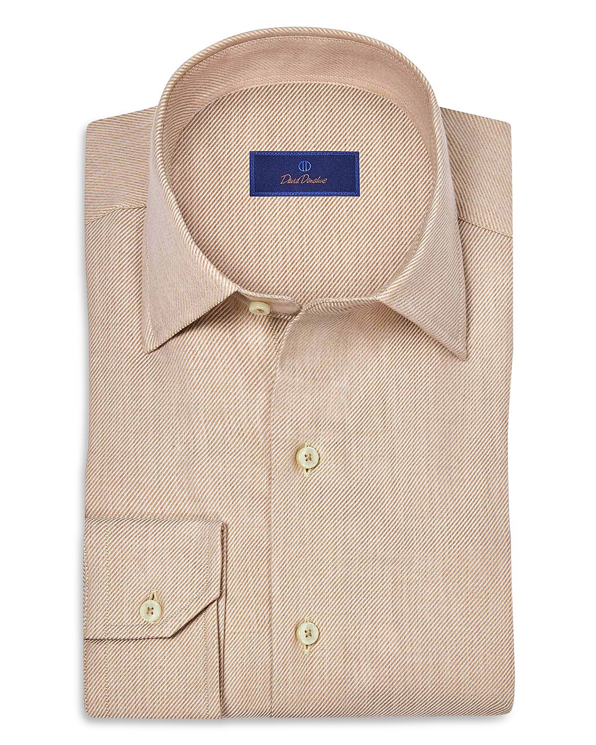David Donahue Cashmere Blend Twill Solid Sport Shirt