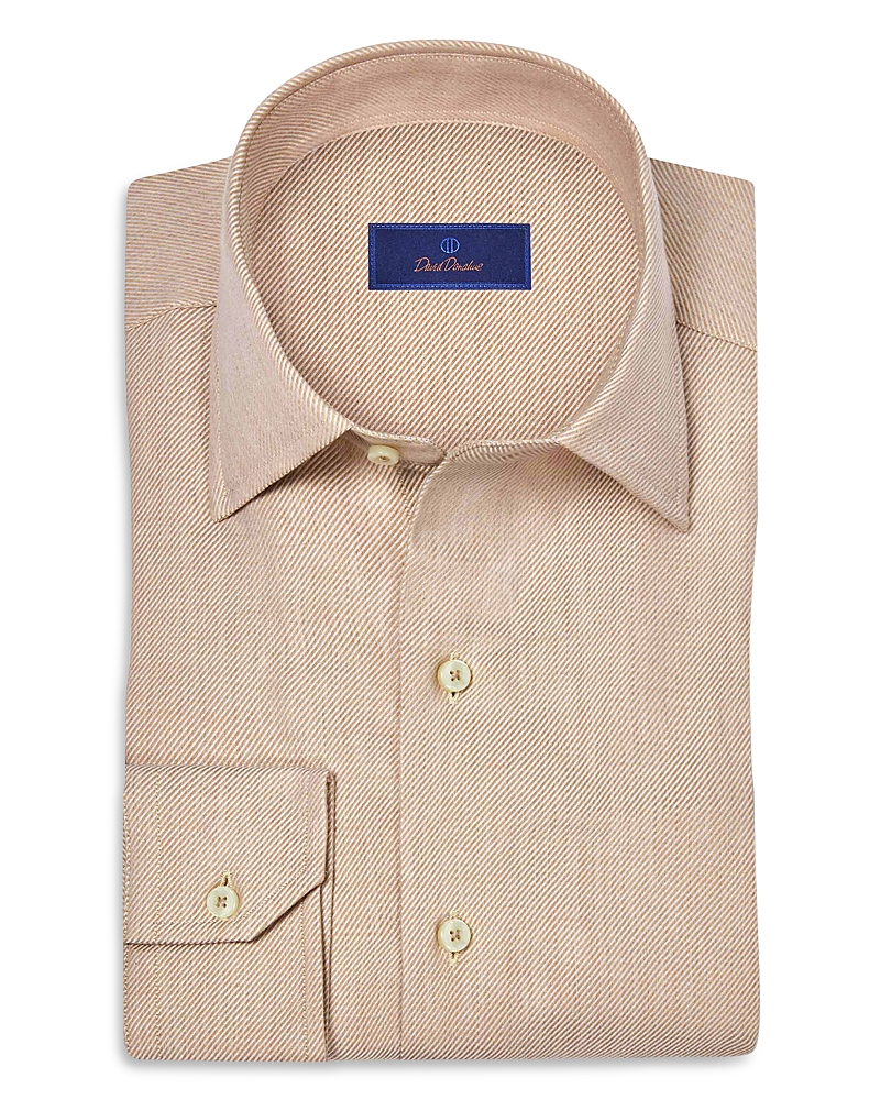 David Donahue Solid Sport Shirt In Neutral