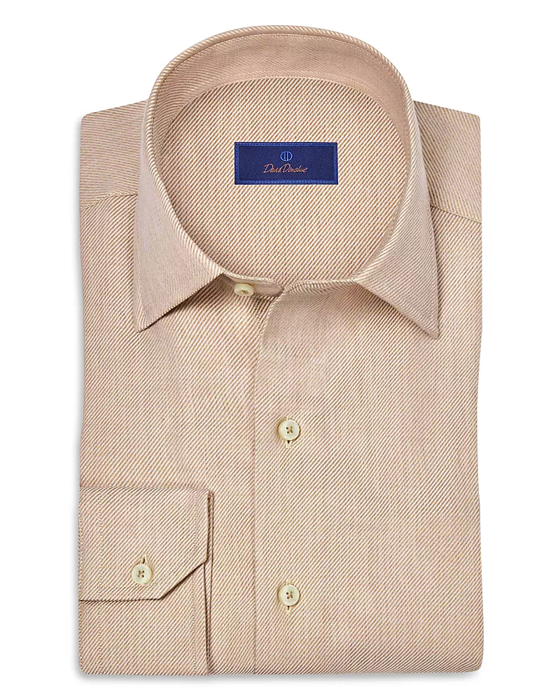 David Donahue Cashmere Blend Twill Solid Sport Shirt