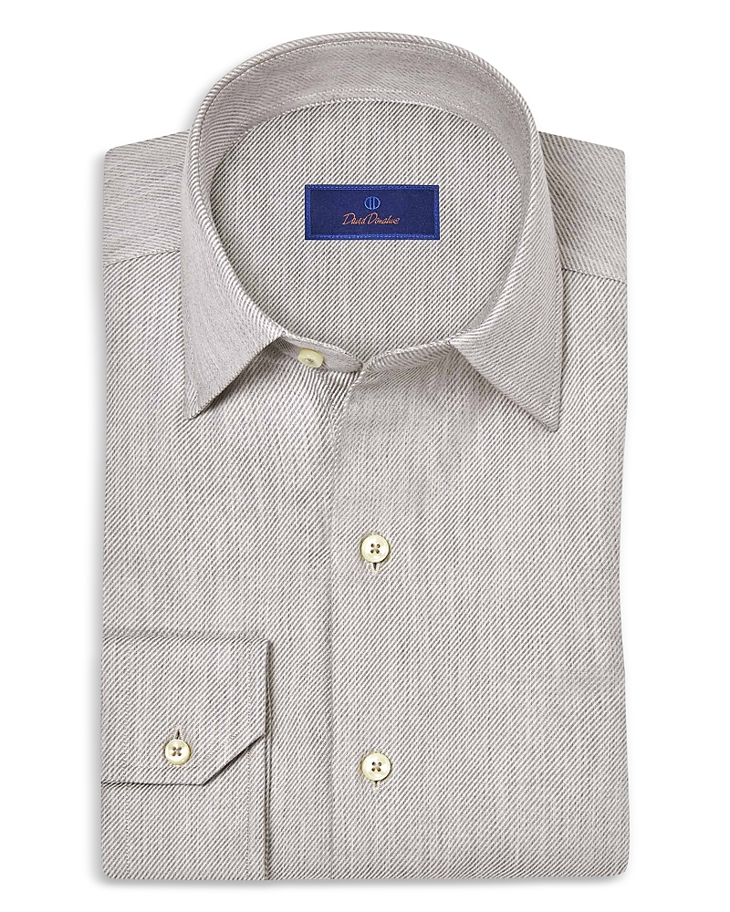 David Donahue Solid Sport Shirt In White