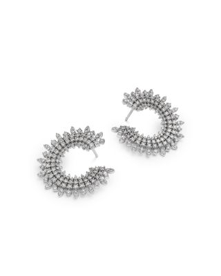 Diamond Front to Back Hoop Earrings in 14K White Gold, 2.0 tcw