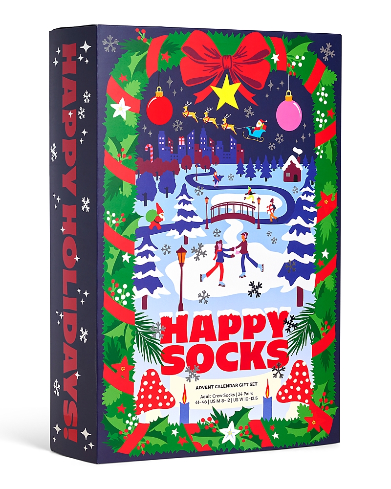 Happy Socks Advent Calendar Crew Socks Gift Set, Pack Of 24 In Blue