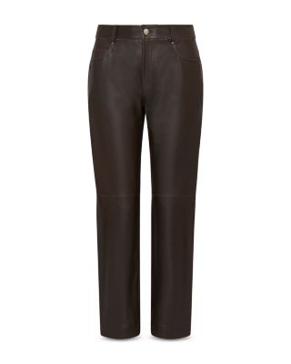 Doroty Leather Straight Jeans in Brown