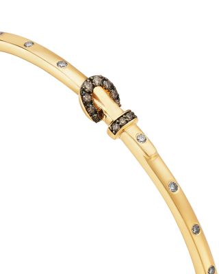 Multicolor Diamond Buckle Bangle Bracelet in 14K Yellow Gold, 0.33 tcw