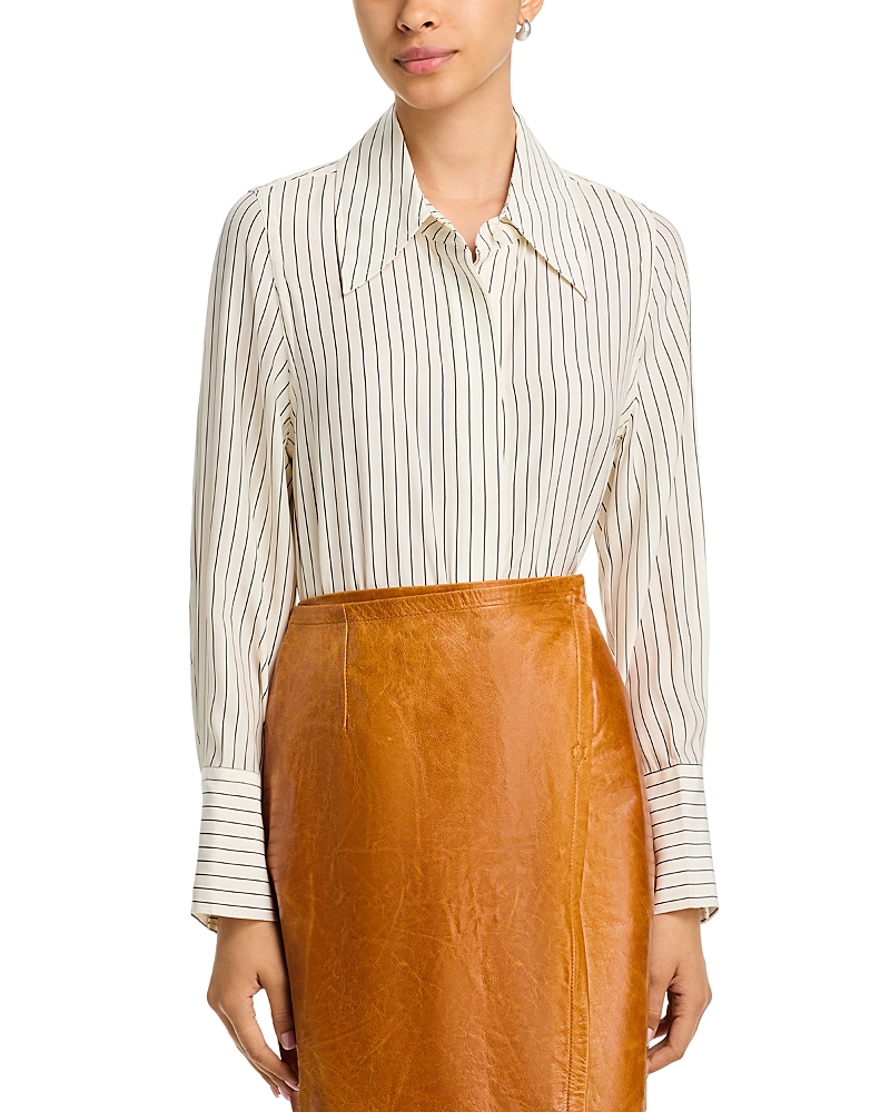 Co Fitted Classic Silk Shirt In White