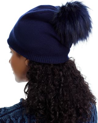 Cashmere Faux Fur Pom Pom Hat