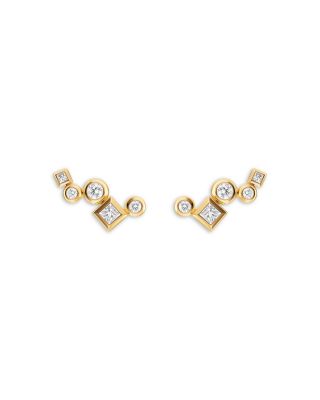 Petite Modern Renaissance&reg; Climber Earrings in 18K Yellow Gold with Diamonds, 15mm
