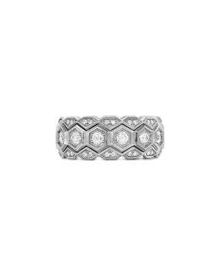 Men's Hex Stack Ring in Sterling Silver with Diamonds, 9.3mm