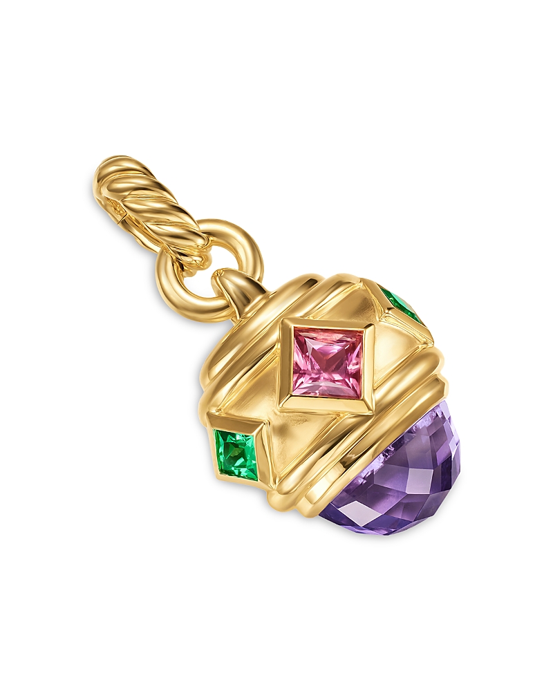 David Yurman Renaissance Amulet in 18K Yellow Gold with Amethyst, Pink Tourmaline and Tsavorites, 29mm · OS