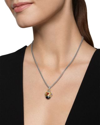 Renaissance&reg; Amulet in Sterling Silver with 14K Yellow Gold, Hematine, Rhodolite Garnet and Iolite, 29mm