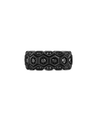 Hex Stack Ring in Black Titanium with Black Diamonds, 9.3mm