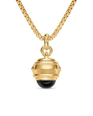 Renaissance&reg; Amulet in 18K Yellow Gold with Black Onyx and Tsavorites, 29mm