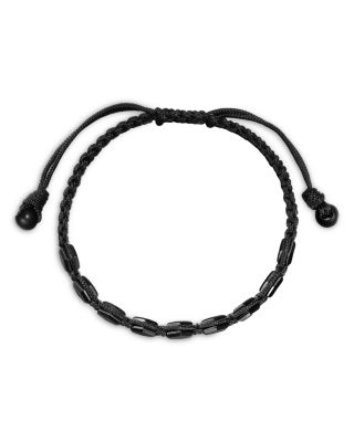Men's Faceted Woven Bracelet in Black Titanium with Black Nylon and Black Onyx, 8mm