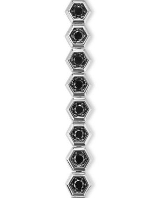 Men's Hex Pav&eacute; Tennis Bracelet in Sterling Silver with Black Diamonds, 8mm