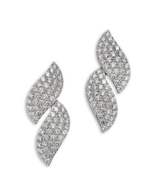 18K White Gold San Marco Diamond Pav&eacute; Swirl Drop Earrings